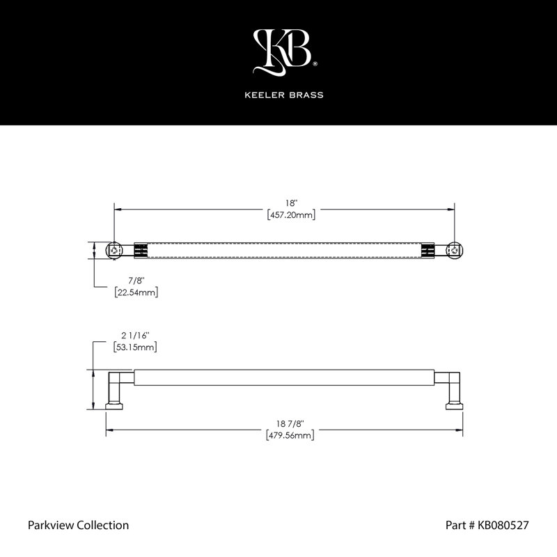 Parkview Collection Appliance Pull - Cabinet Pull - Transitional Hardware for Drawers & Cabinets, Chrome, 18"