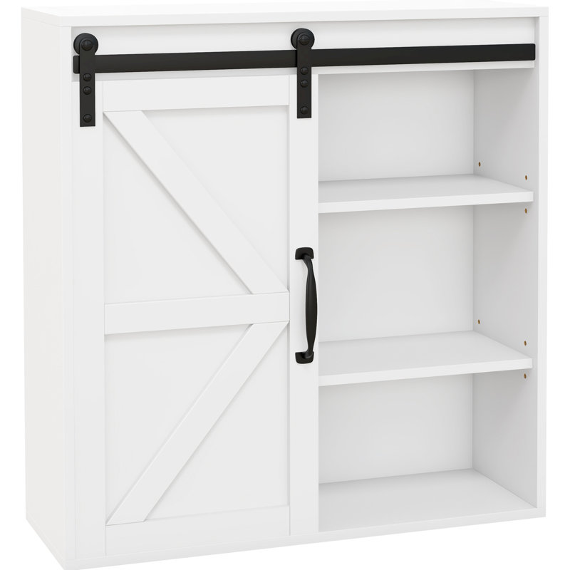 White Over Toilet Shelf With Adjustable Shelf, Space Saver Cabinet Bathroom Sliding Door And Storage Shelves,