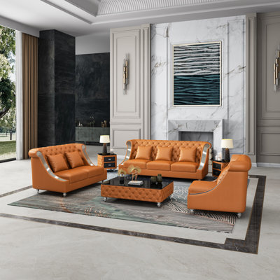 Mayfair 3 Piece Leather Living Room Set