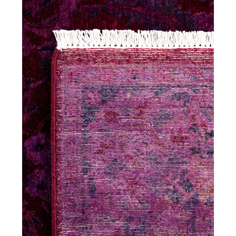 Overdyed Hand-Knotted Wool Modern-Contemporary Purple Area Rug 4' 2" x 6' 4"