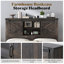 Ensemble de chambre à coucher de style maison de campagne 3 pièces, structure de lit bibliothèque pleine grandeur, commode 5 tiroirs, commode 4 tiroirs, chêne foncé-1332306300-1332306303