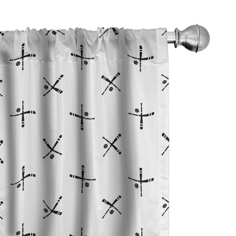 Baseball Semi-Sheer Rod Pocket Curtain Panels, 28" x 95"
