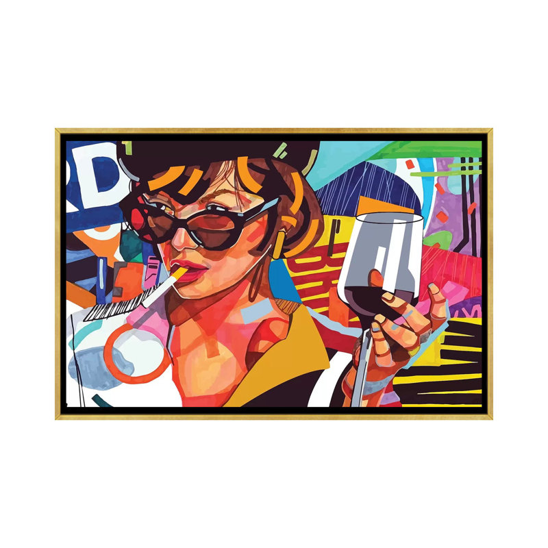 «No smoking» - impression d'art graphique, H 26 po x l 18 po x 1,5 po, Toile encadrée d'or, Pas de tapis