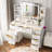 Vanity With 9 Drawers & 6 Open Shelves, With LED Mirror And Power Outlets