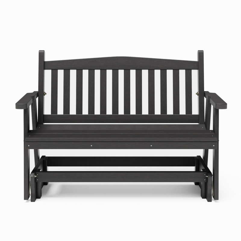  Amish Made Mission 4 Foot Poly Composite Porch Glider - Black, Black