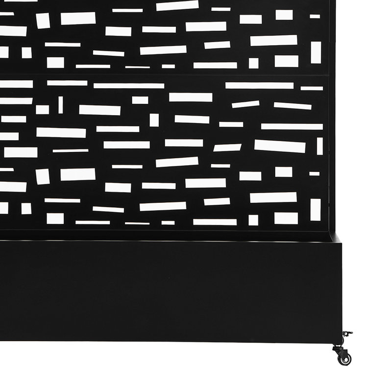 Boîte à fleurs en métal avec treillis et roues Brenna, H 70,8 po x l 47,2 po x P 15,7 po, Noir