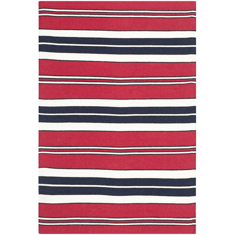 Flatweave Striped Area Rug in Red/Black, Rectangle 2' x 3'