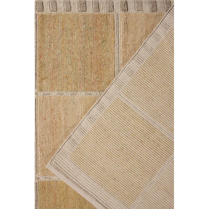 Scandinavian Hand Knotted Wool Geometric Area Rug, Rectangle 12' x 18'