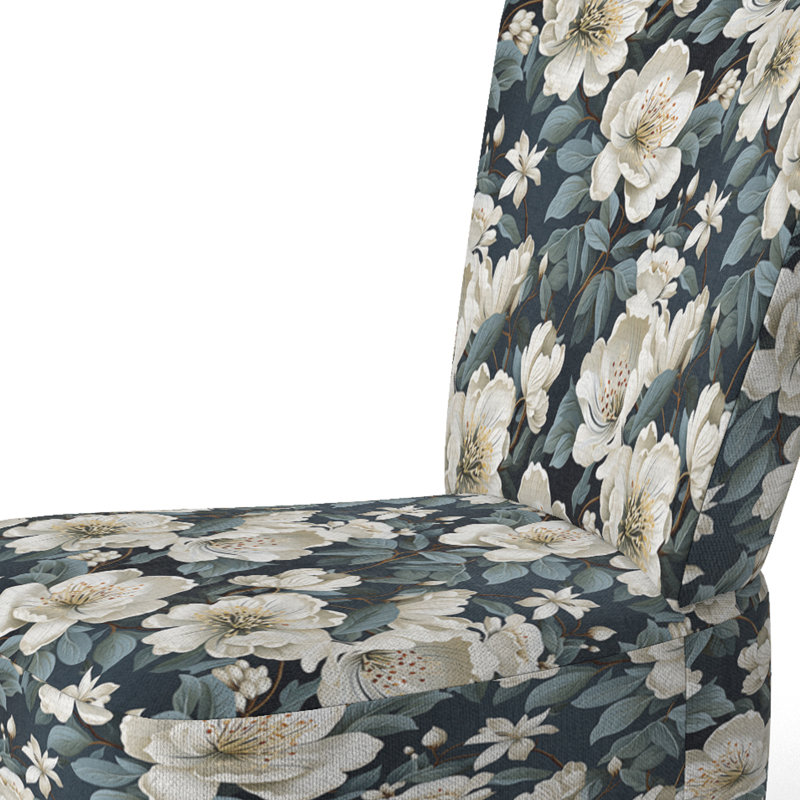 Chaise d'appoint rembourrée Cottage A, Orchidée grise et blanche en fleurs VI