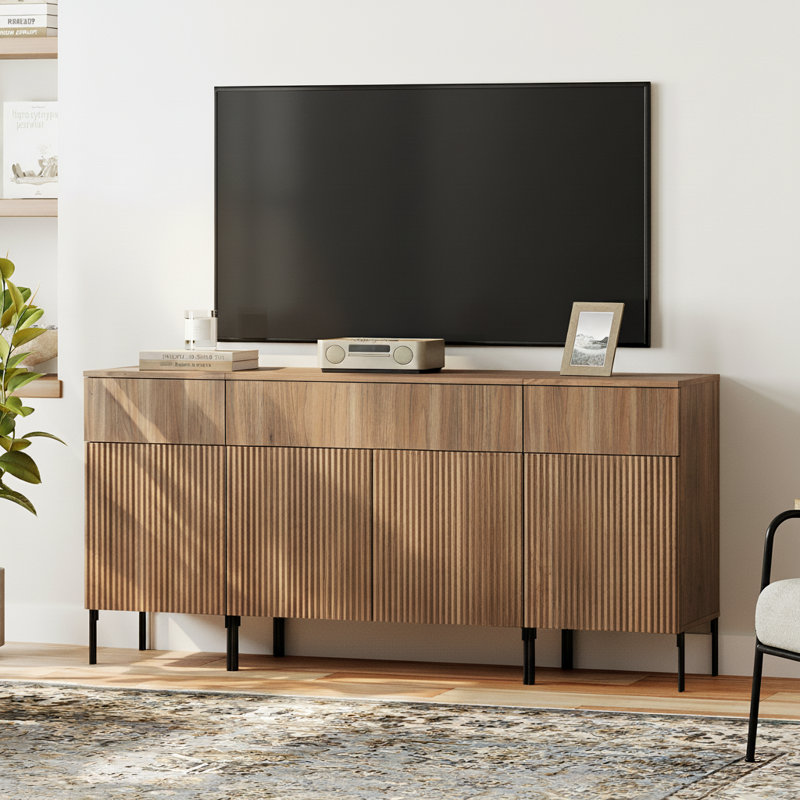 Meuble télé 63 po avec portes Aadham, Noyer