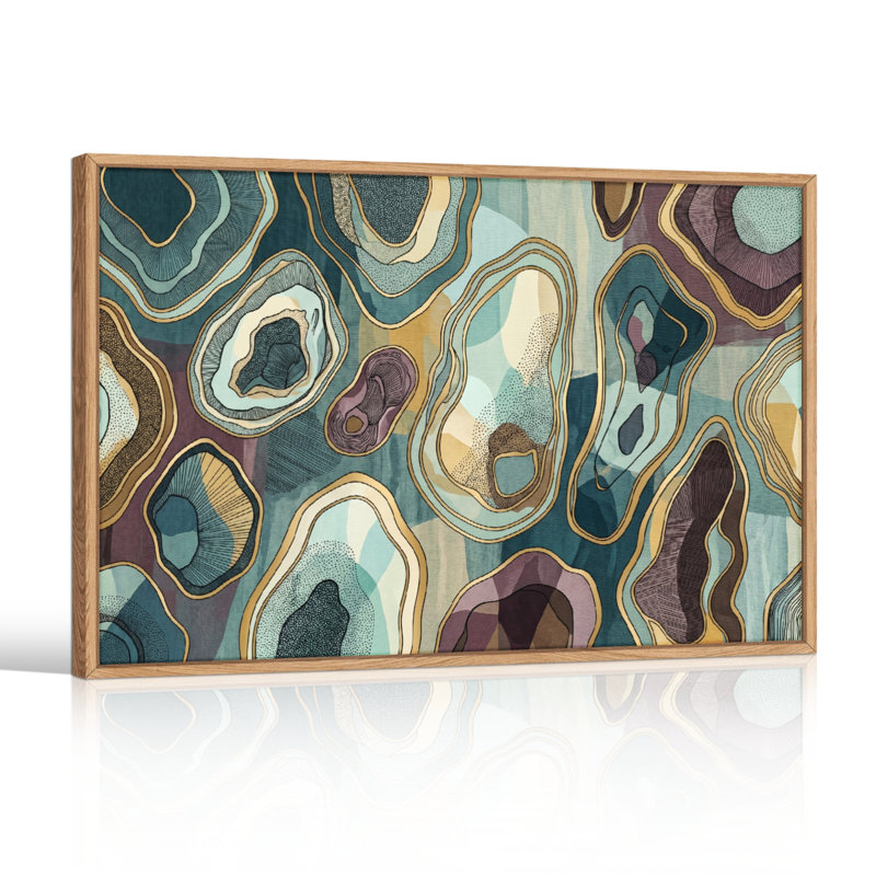 Ensemble de 1 tableau abstrait géométrique sur toile, H 12 po x l 18 po, Naturel