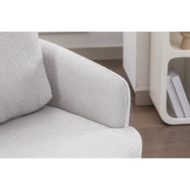 Chaise pivotante en tissu Boucle en gris avec base en bois massif pour les espaces de vie intérieurs, Gris clair