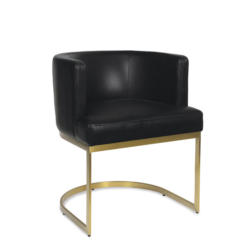 Chaise de salle à manger en cuir Owen, Noir