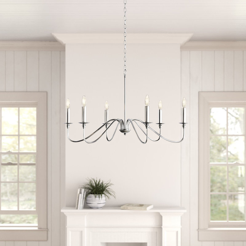Ableton Iron 6-Light Chandelier, Polished Nickel, 19" H x 36" W x 36" D