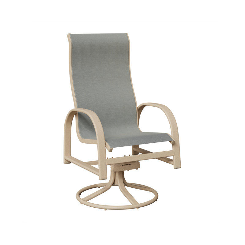 Chaise berçante pivotante à haut dossier avec tissu Sling de Berlin Gardens, Ardoise Nova, Aluminium Luna multicolore
