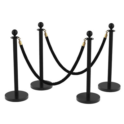 4Pcs Stanchions and Velvet Ropes, Black Stanchions with Retractable Belts, Crowd Control Barriers with Hollow Base, Red Carpet Ropes and Posts for Event & Party Supplies