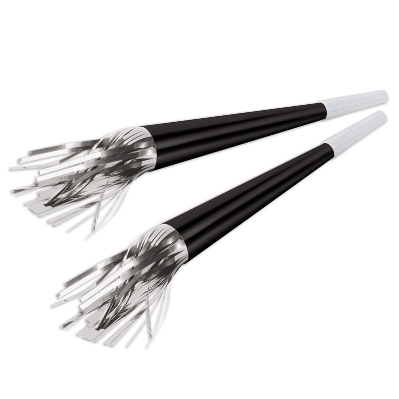 Cornes en aluminium avec pampille argentée, Blanc / noir