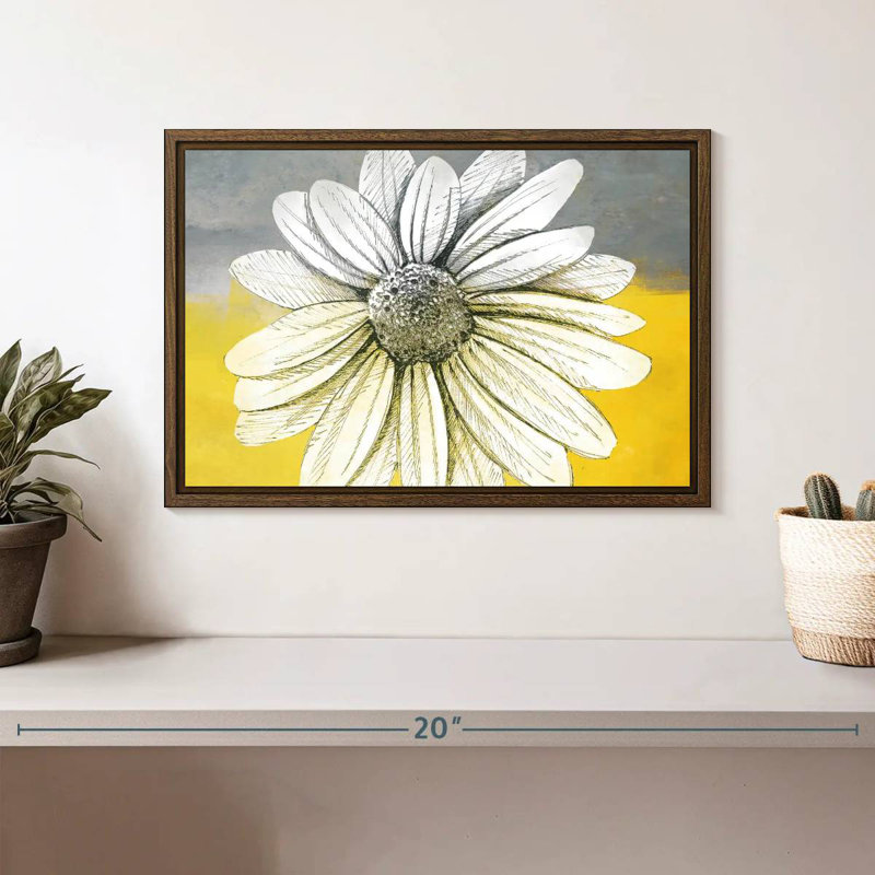 Marguerite sur les couleurs, 13 po x 9 po, Cadre flottant en noyer