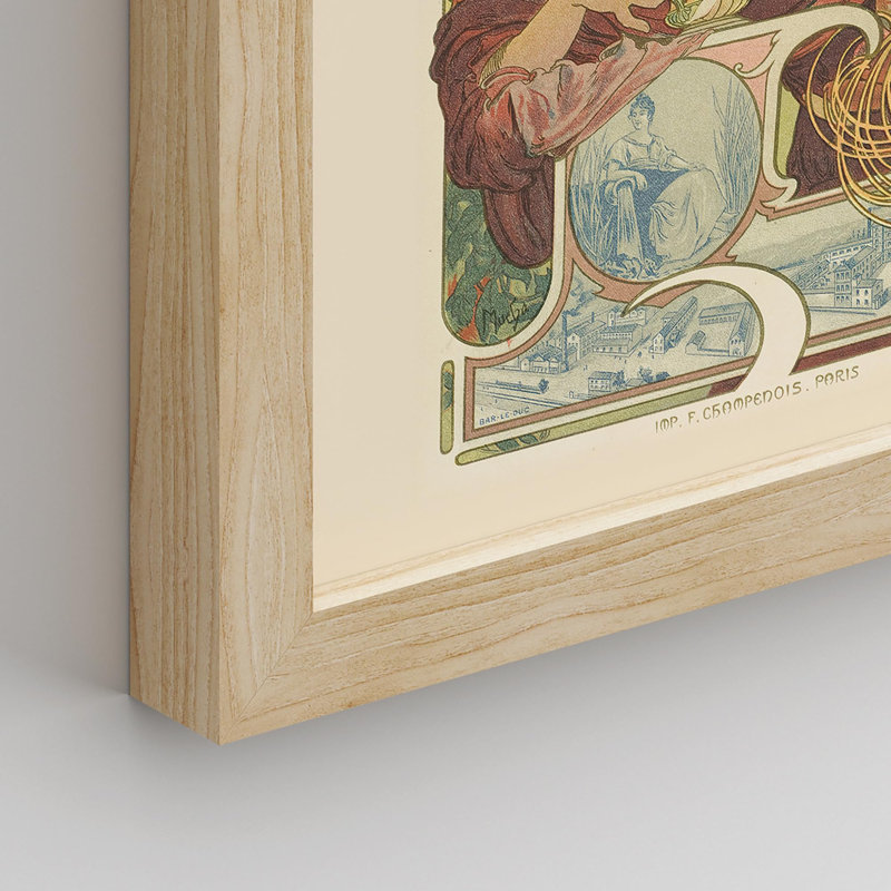"Art Deco", "Portraits de femmes encadrées sur papier" par Alphonse Mucha, Naturel, H 10 po x l 8 po