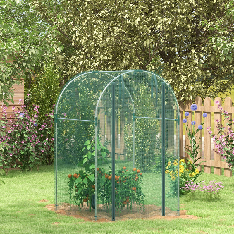 Cage de protection des plantes 4 pi X - Cadre en acier galvanisé et porte à fermeture à glissière pour jardin, cour, protection de pelouse