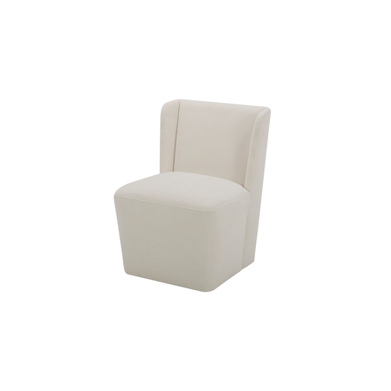 Corabeth Upholstered Rolling Dining Chair, Cream