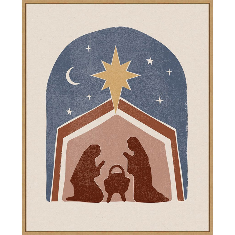 Boho Nativity Scene Framed Canvas Wall Art, 23" x 28"