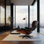 Fauteuil d'appoint rembourré en cuir avec repose-pieds