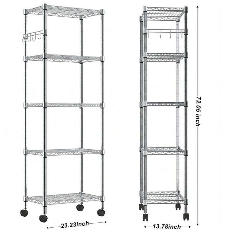Rayonnage à hauteur réglable Lylla, Argent, H 72,05 po x l 23,23 po x P 13,78 po