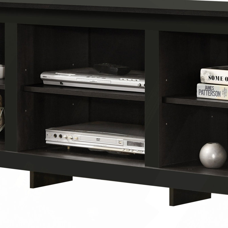 Meuble télé l 70 po avec tablettes ouvertes et gestion des câbles, Noir