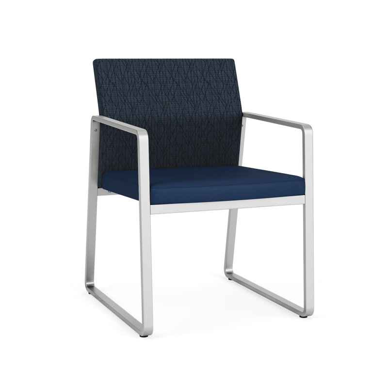 Chaise d'invité Gansett, Portes ouvertes en tissu noir, Argent