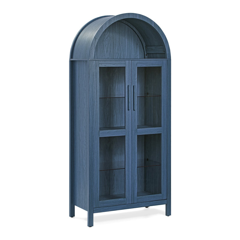 67" Tall Arched Storage Cabinet With LED, Navy