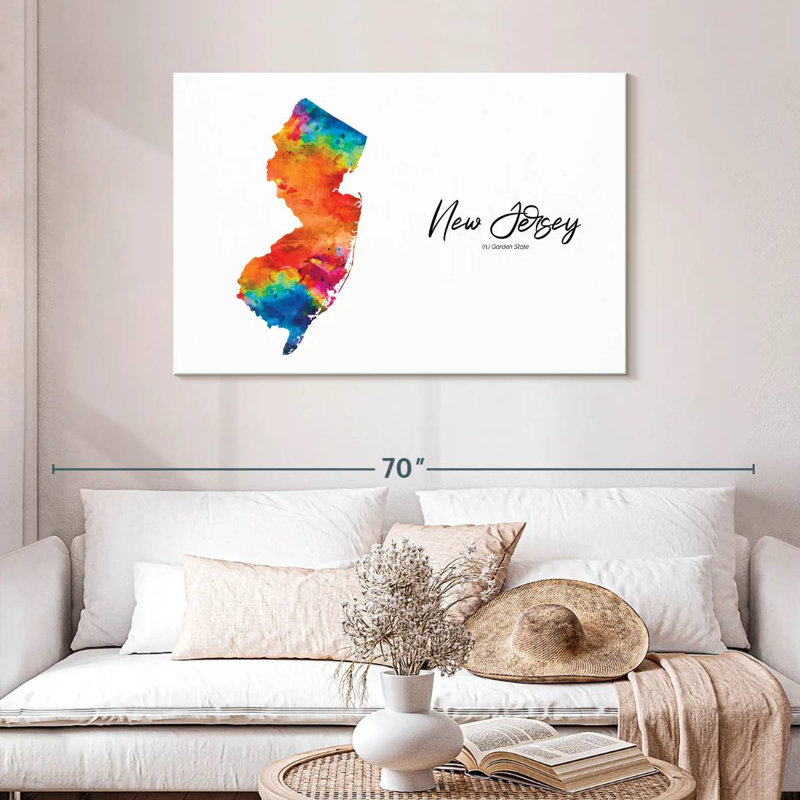 Aliaz Garden State New Jersey Map, 30" H x 45" W