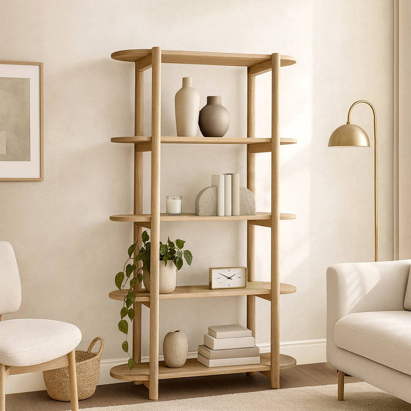 Bibliothèque moderne 60 ", (4 tablettes) H 60 po x l 32 po x P 15 po, Chêne grillé