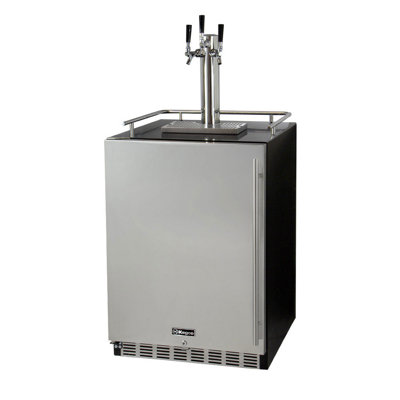 Kegco 24" Wide Triple Tap Stainless Steel Built-In Left Hinge Digital Kegerator with Kit