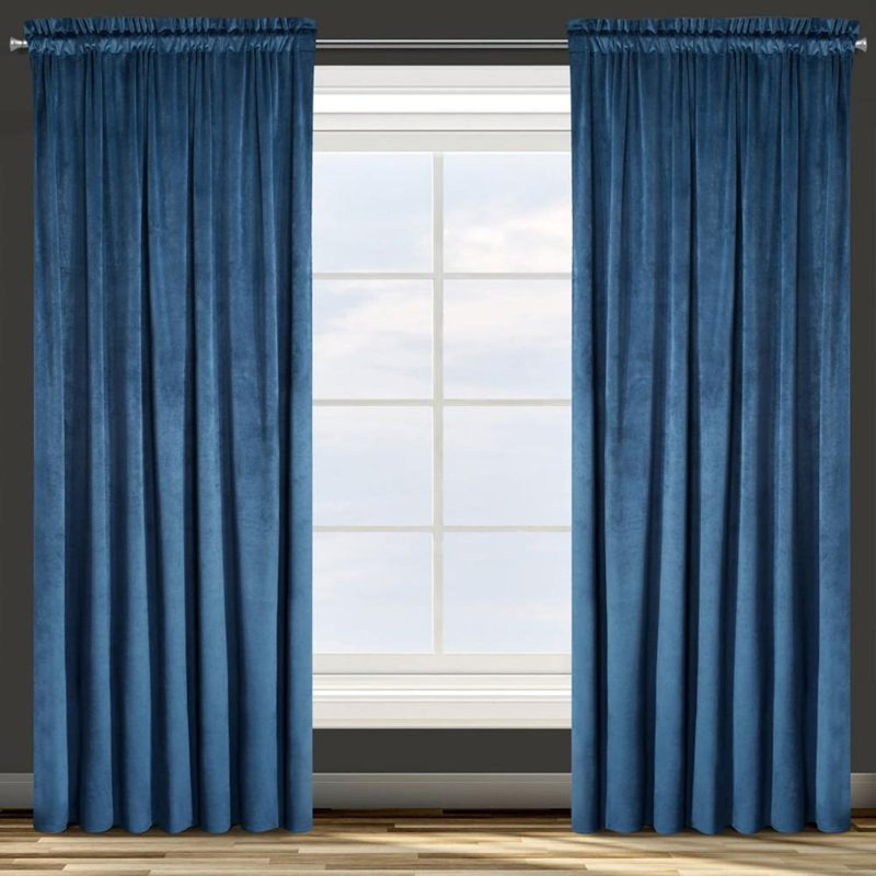 Rosa Blackout Single Curtain, Width 250  x Drop 135 cm, Navy Blue