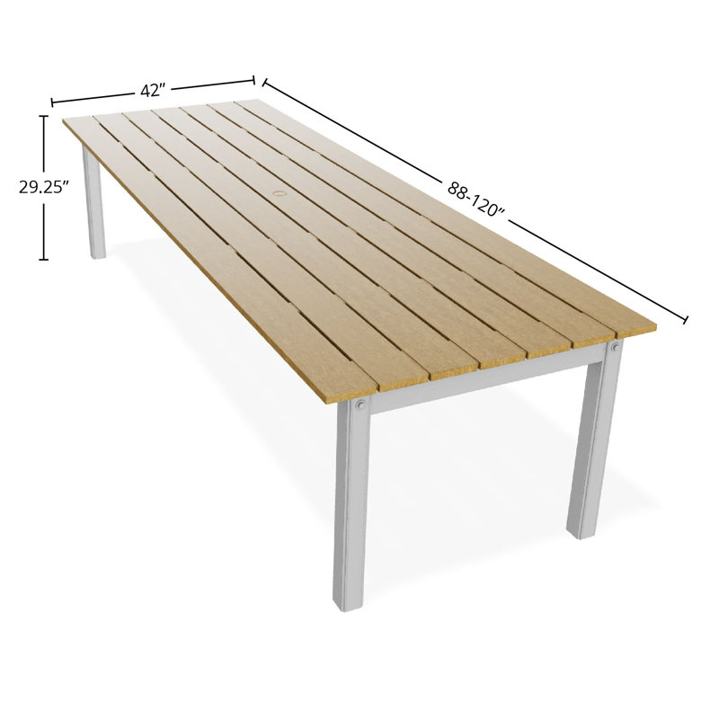Table de salle à manger extensible 42 po x 120 po, Naturel / Blanc