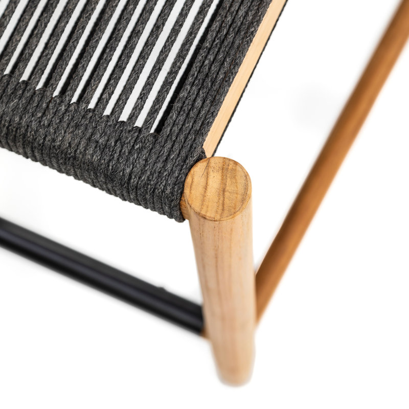 Copenhagen Teak Patio Bar Stool, Sooty, Counter Stool (25.69" Seat Height)