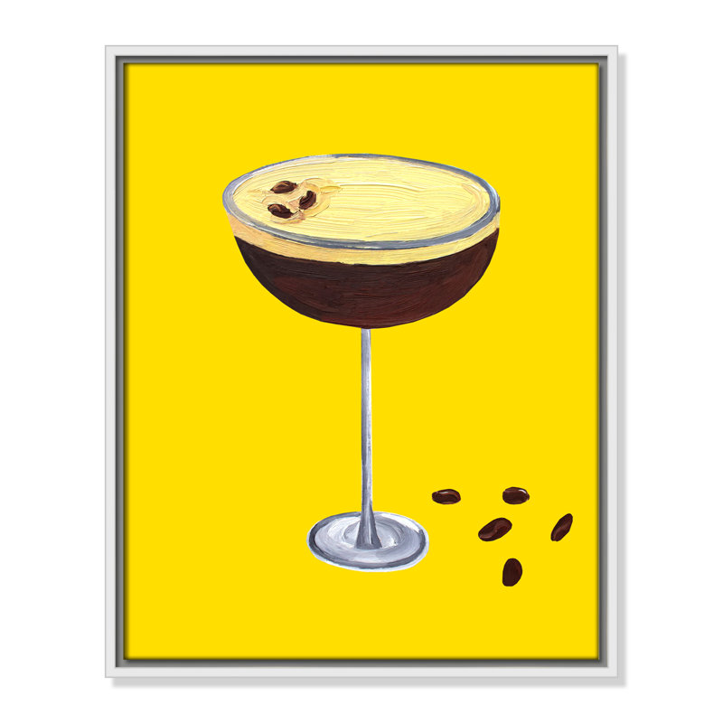 Espresso Martini Buttercup - impression jaune par Straker, H 21,5 po x l 17,5 po, Flotteur blanc
