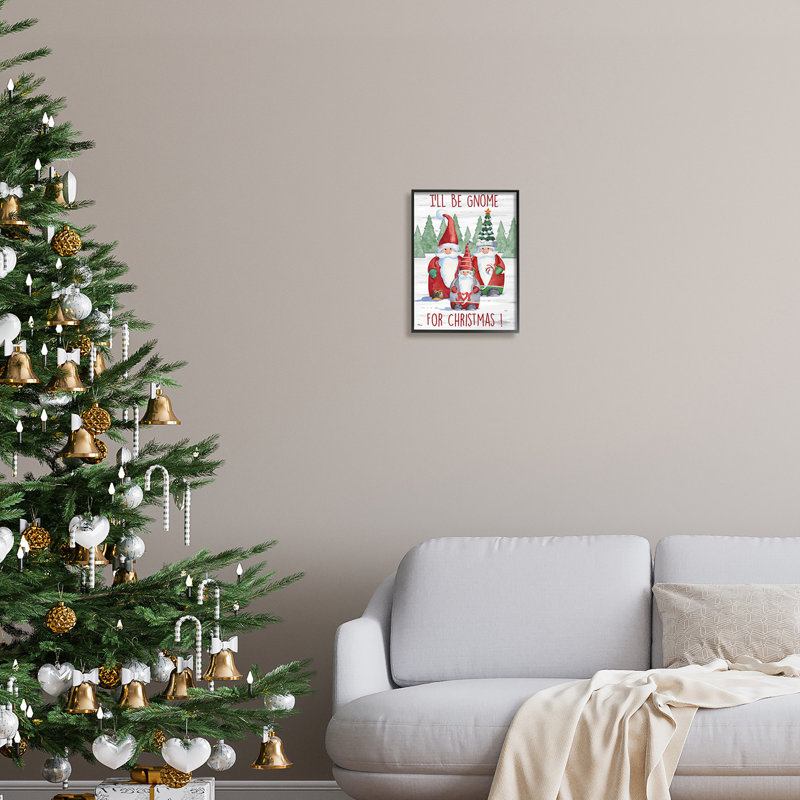 Gnome pour la phrase de Noël par Paul Brent, Giclée encadrée noir minuit, H 14 po x l 11 po x P 1,5 po
