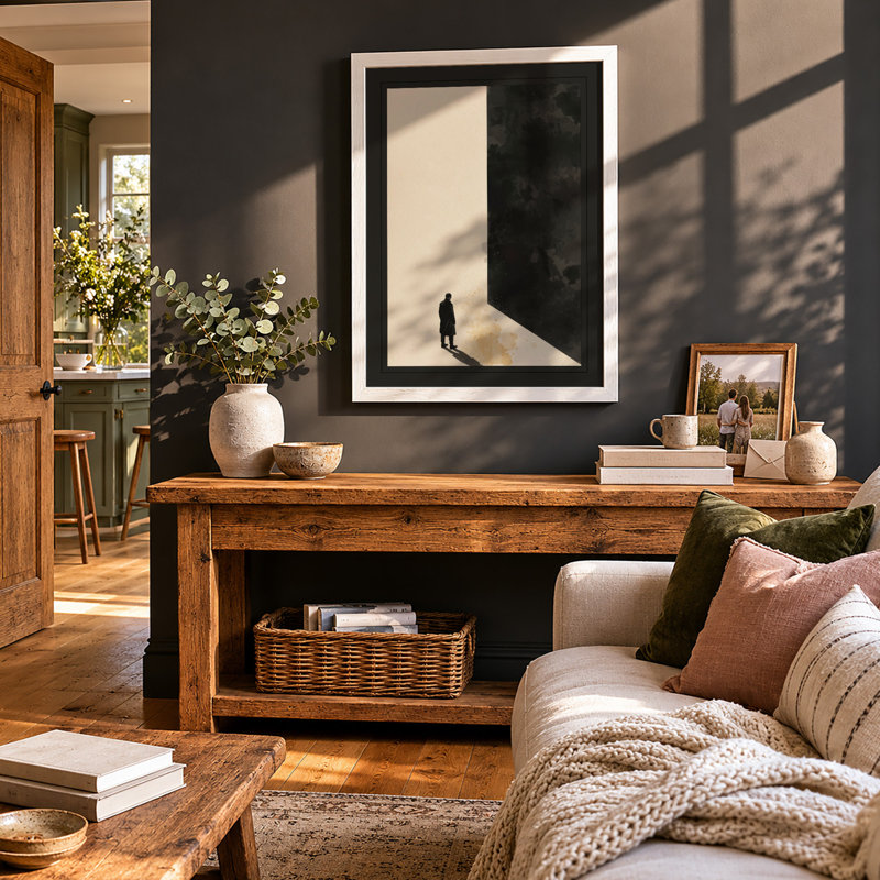 Figure Against Monumental Form Industrial - Framed Print, A4 - 29.7 x 21.0 cm, White