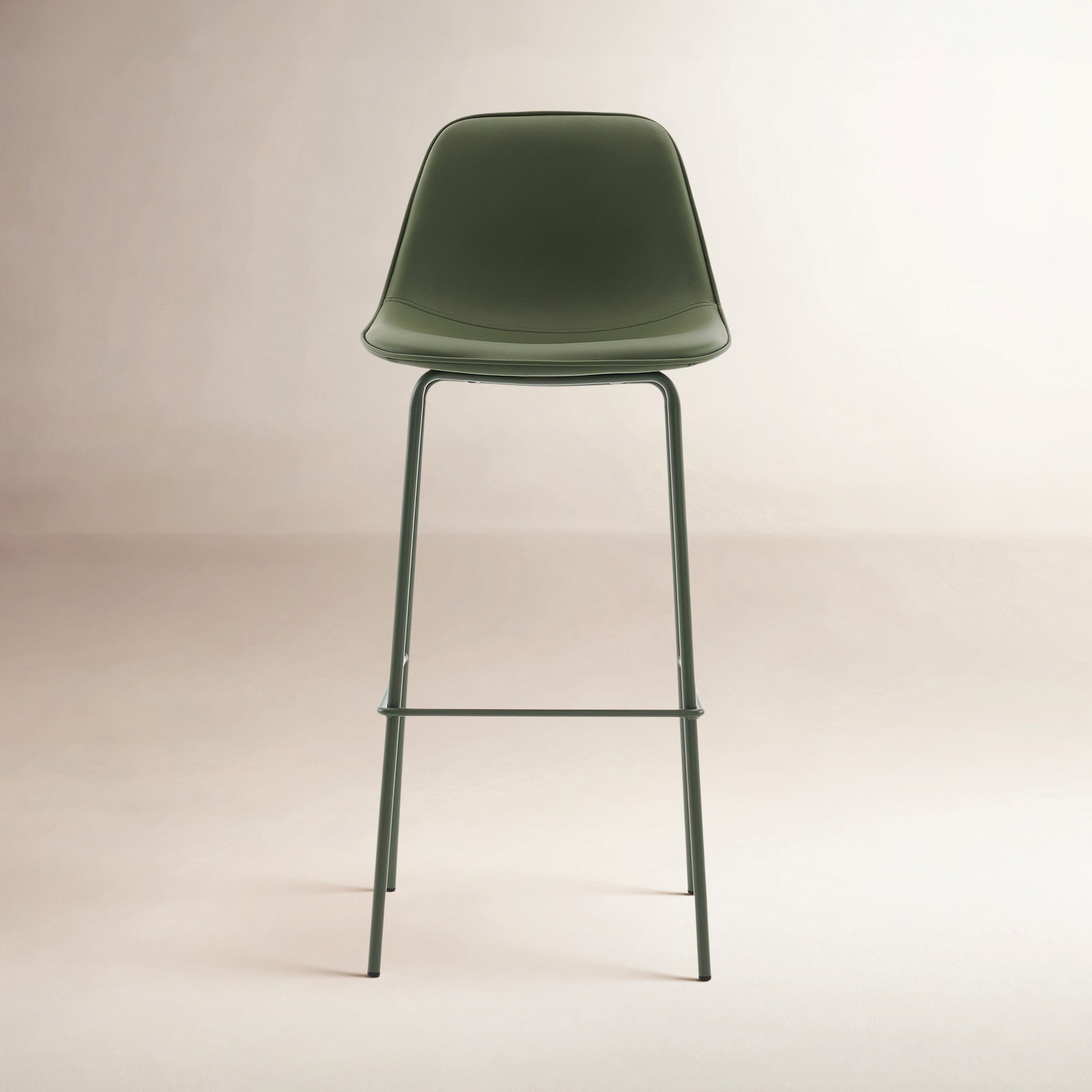 Kavi Bar and Counter Stool, Bean Green Faux Leather, Bar Stool (30" Seat Height)