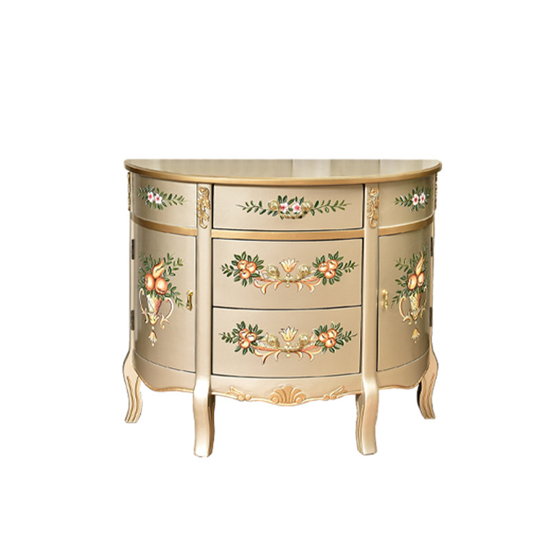Armoire latérale américaine peinte en demi-cercle, H 34,65 po x l 47,24 po x P 14,96 po