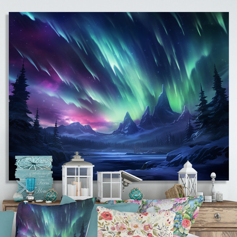 «Vibrant Northern Lights» sur toile, H 34 po x l 44 po, Toile tendue