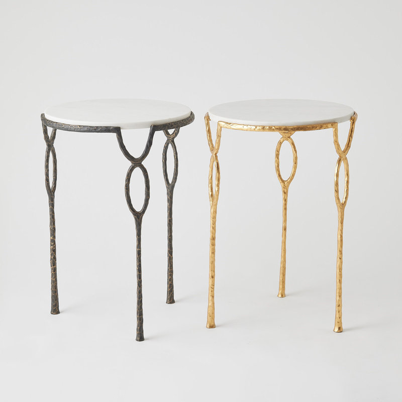 Chiseled Loop Table-Gold Leaf, Gray