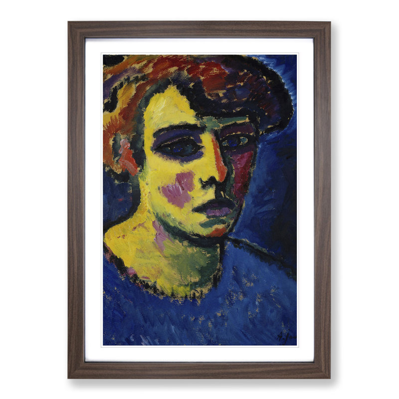 Portrait of a Woman Vol.3 by Alexej Von Jawlensky - Picture Frame Painting, Walnut Framed, 48cm H x 36cm W x 2cm D