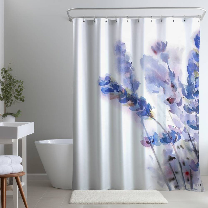 Floral – Polyester Shower Curtain, Dye Sublimation Print, 71" W × 74" L