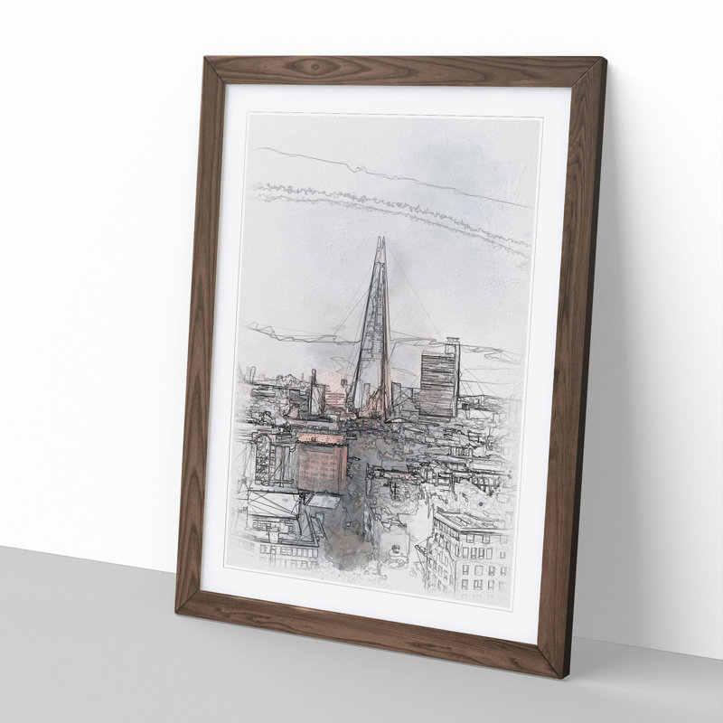The Shard in London Vol.5 - Picture Frame Graphic Art, Walnut Framed, 48cm H x 36cm W x 2cm D