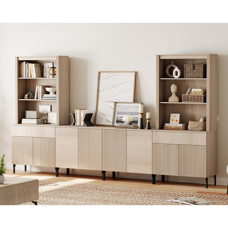 Aadham Union Rustic Bookcase, Beige