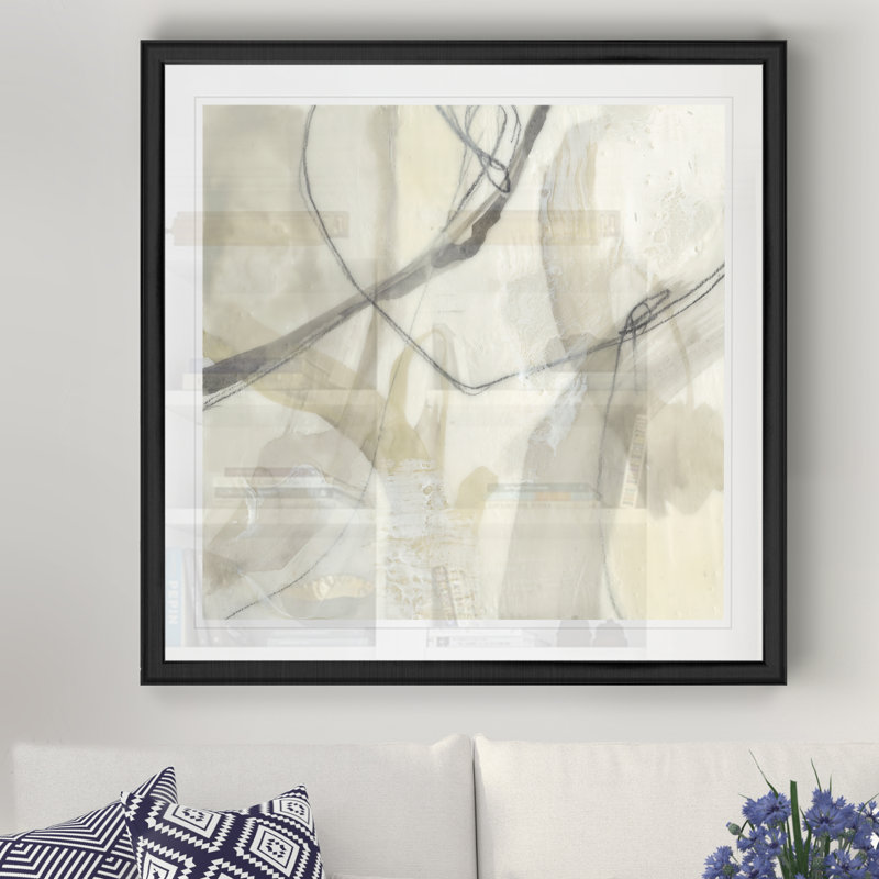 « flowing neutrals i », reproduction d’art sur toile, H 30,5 po x l 30,5 po x P 1,5 po, Cadre noir