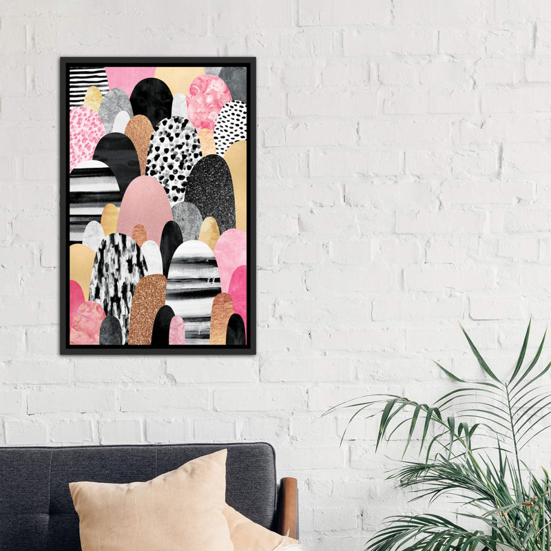 « rose pebbles » par elisabeth fredriksson-impression, Toile avec cadre noir, H 48 po x l 32 po x P 1,5 po